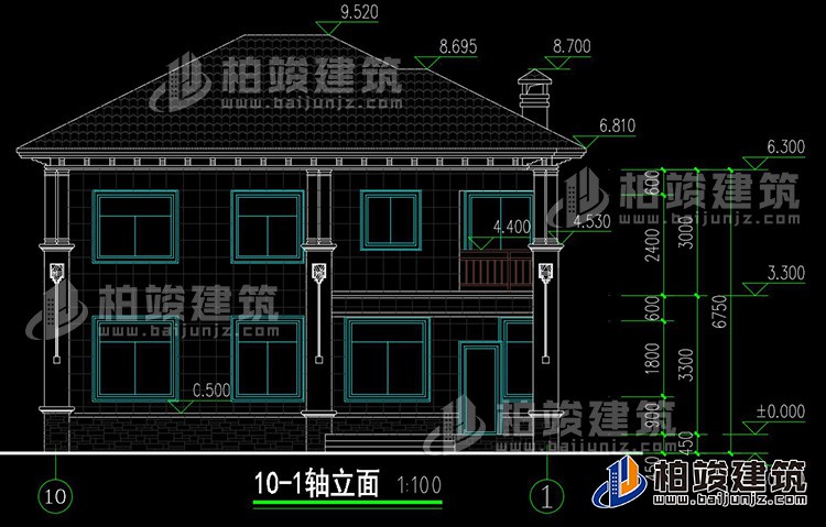 背立面图