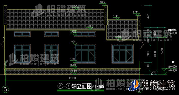 背立面图