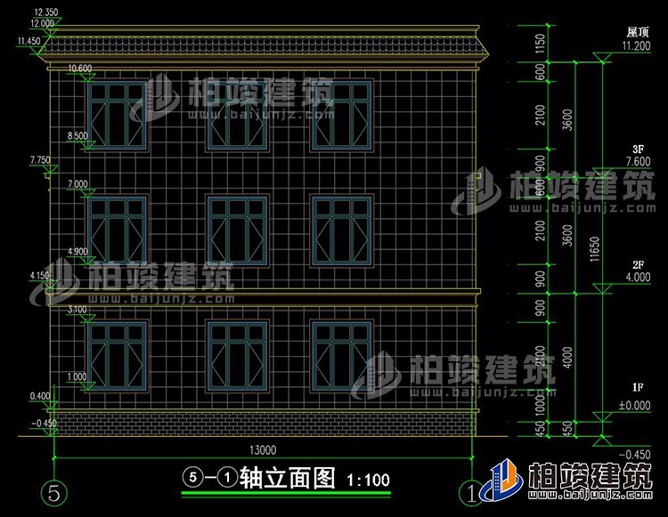 背立面图